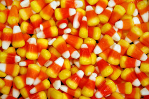 close up of pile of candy corn